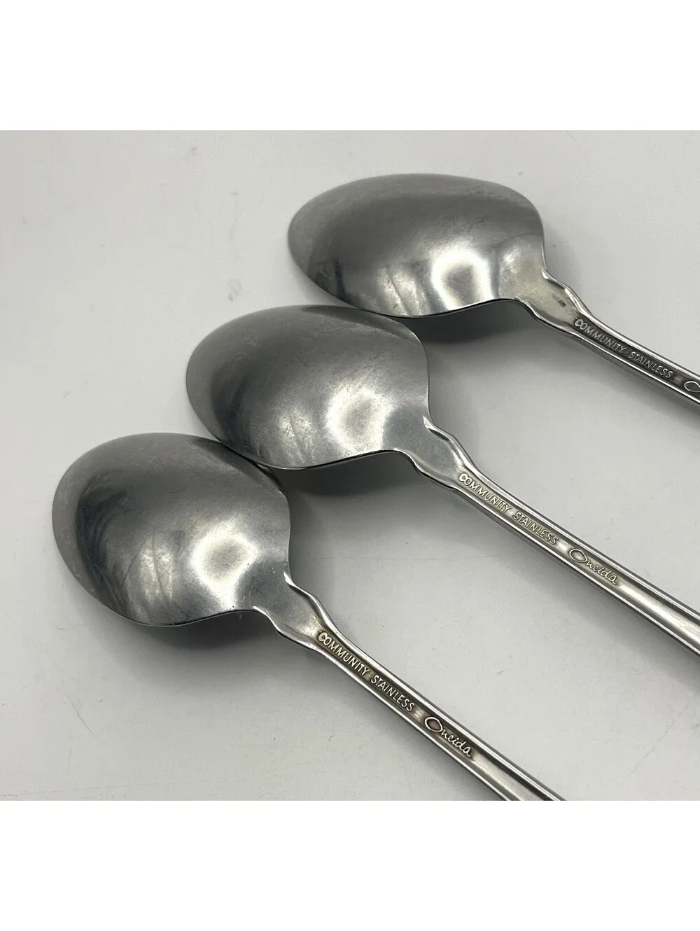 3- Oneida Community FANTASY Burnished Stainless Pierced Iced Tea spoon ~ 7 5/8”